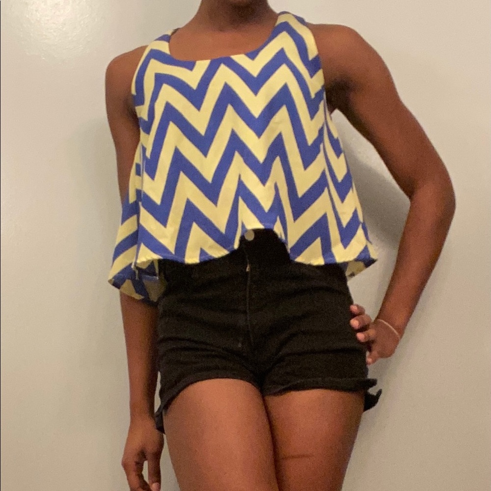 Yellow and Blue Flowy Tank